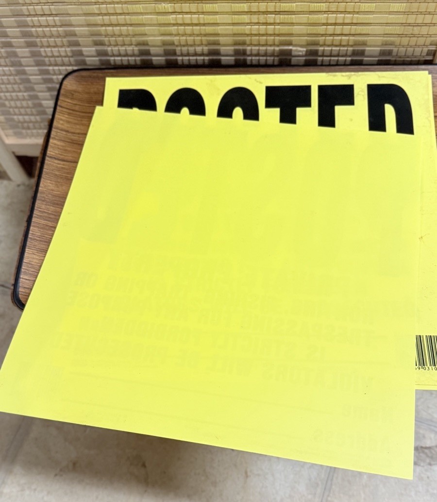 Private property signs, plastic, 11×11, set of 4