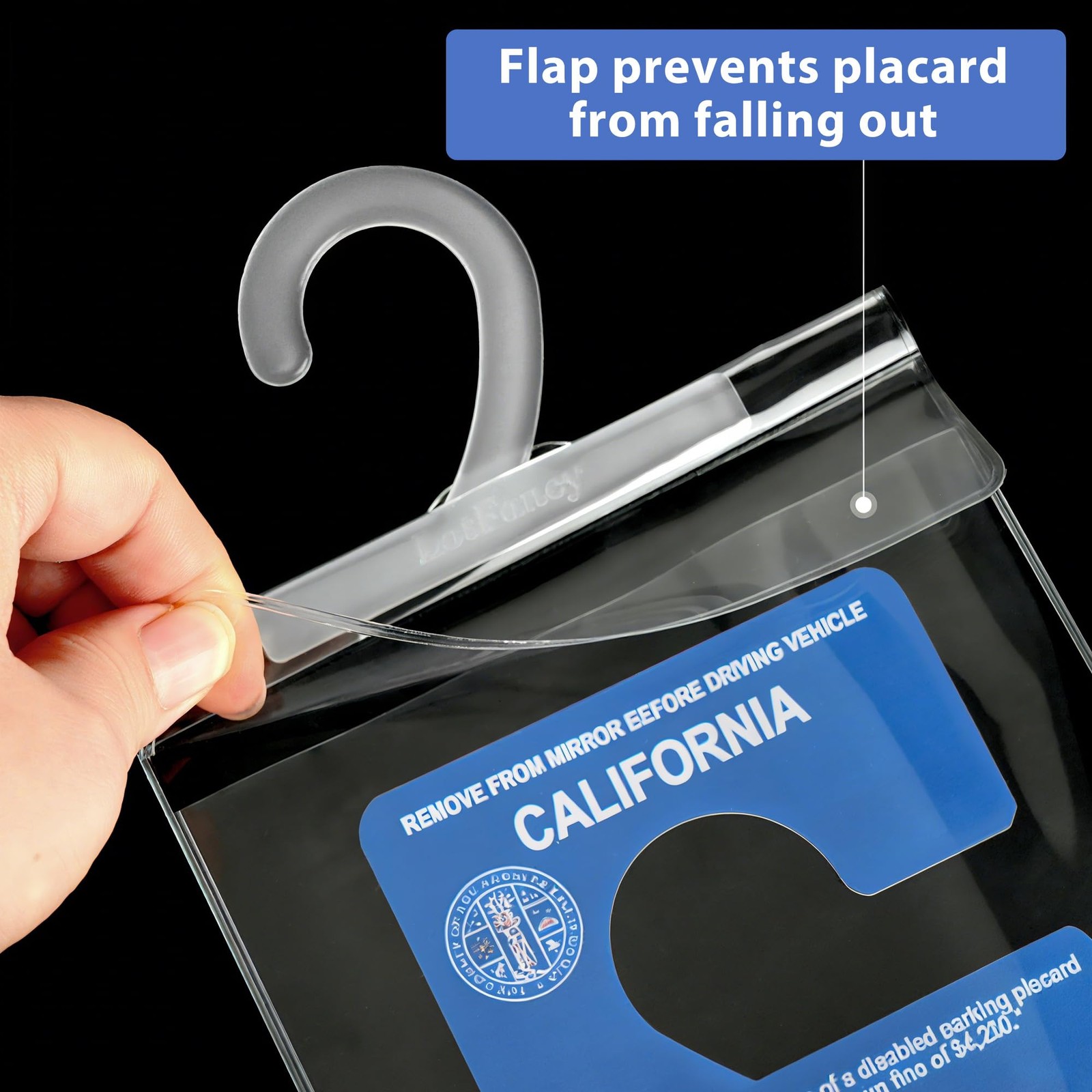 LotFancy Handicap Placard Holder for Auto, Pack of 3, Disabled 3 Pack, Clear
