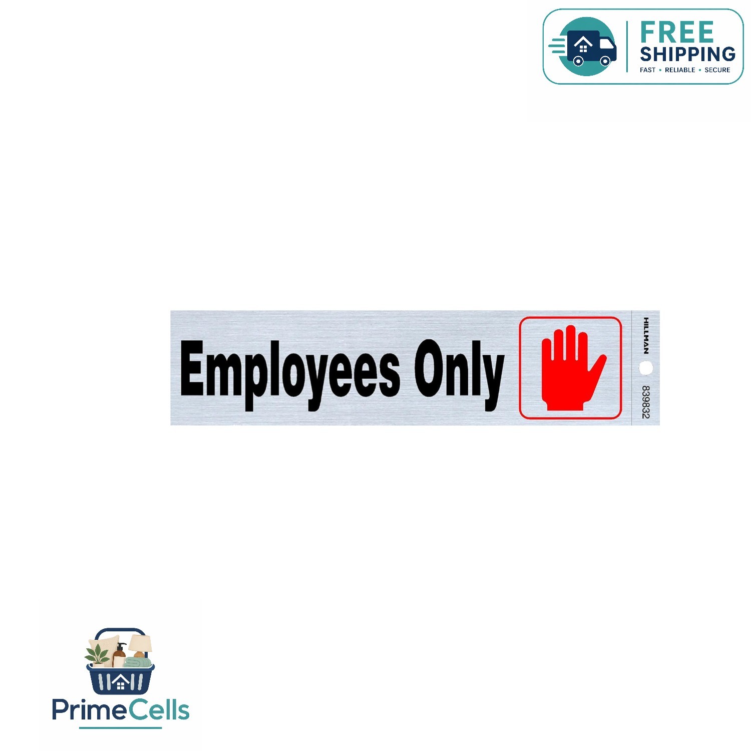American-Made 2″ x 8″ Employees Only Self-Adhesive Sign with Eye-Catching Design