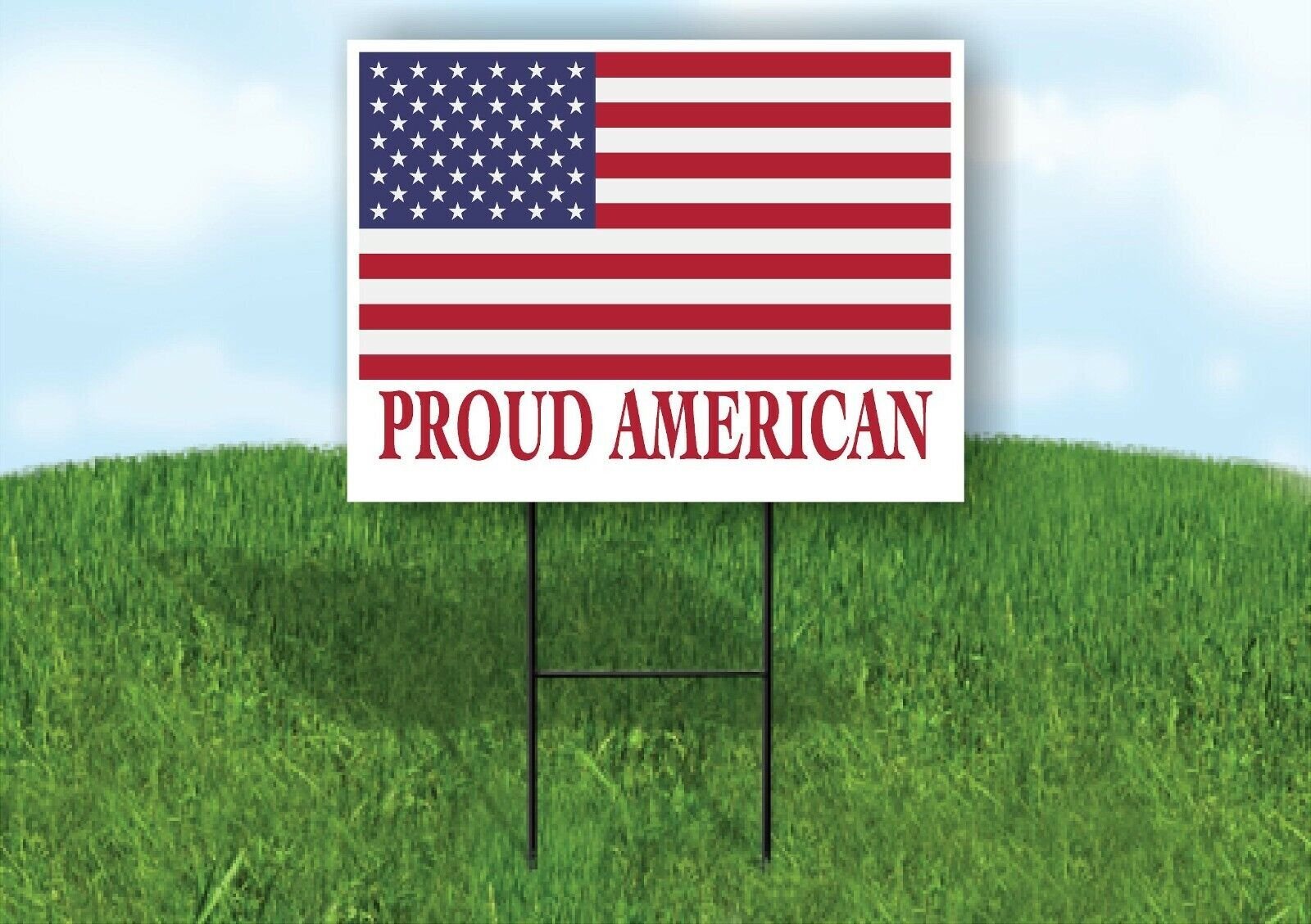 PROUD AMERICAN FLAG Yard Sign w Stand LAWN SIGN