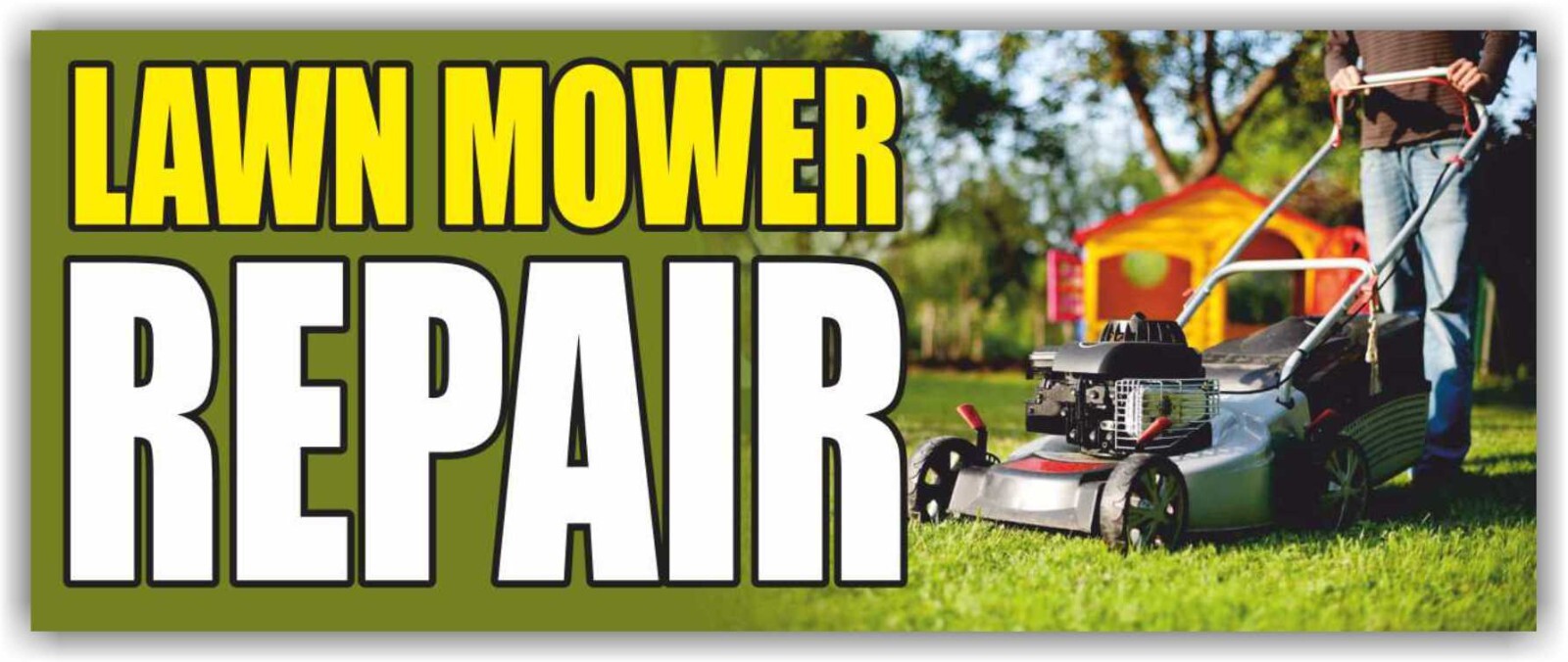 LAWN MOWER REPAIR Advertising Banner Vinyl Mesh Sign blades oil grass landscape
