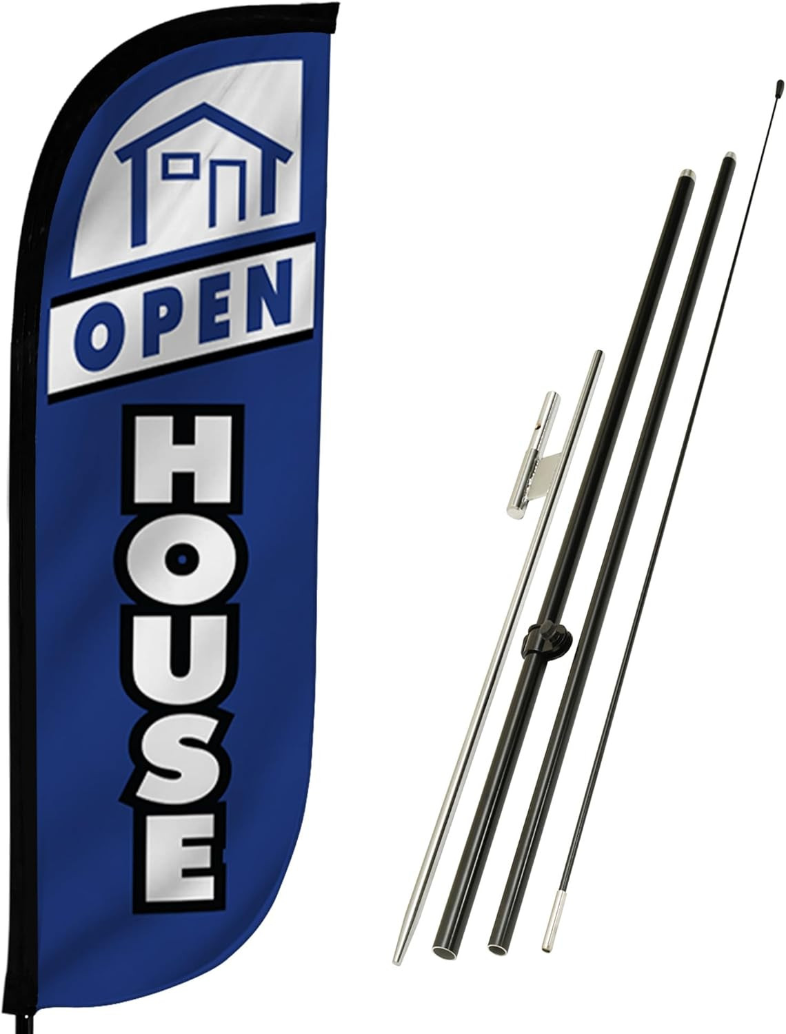 Feather Flag Pole Kit – 7 Feet Tall Advertising Banner with Fiberglass Pole Set