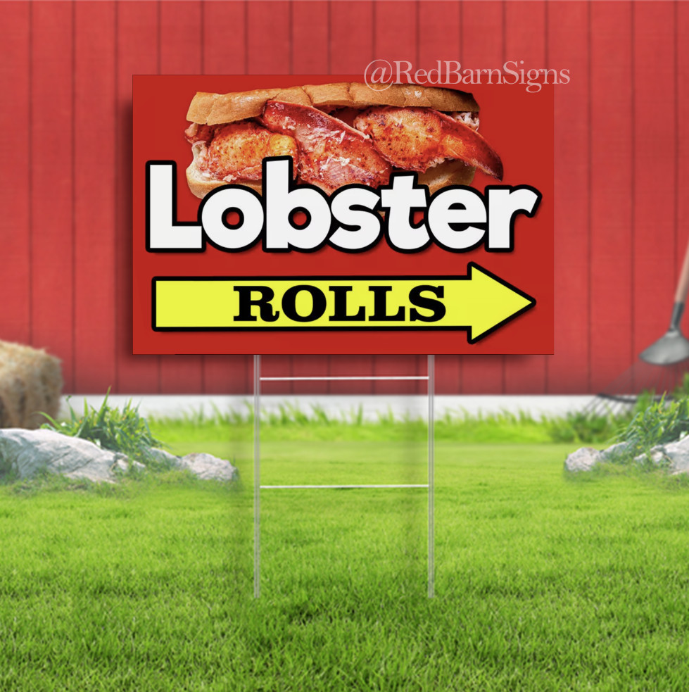 Lobster Rolls Lawn Yard Sign Single-Sided with metal H-Stakes
