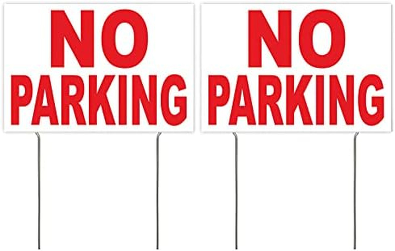 4LessCo 8×12 Inch NO Parking Yard Sign with Stake wb – 2 Pack