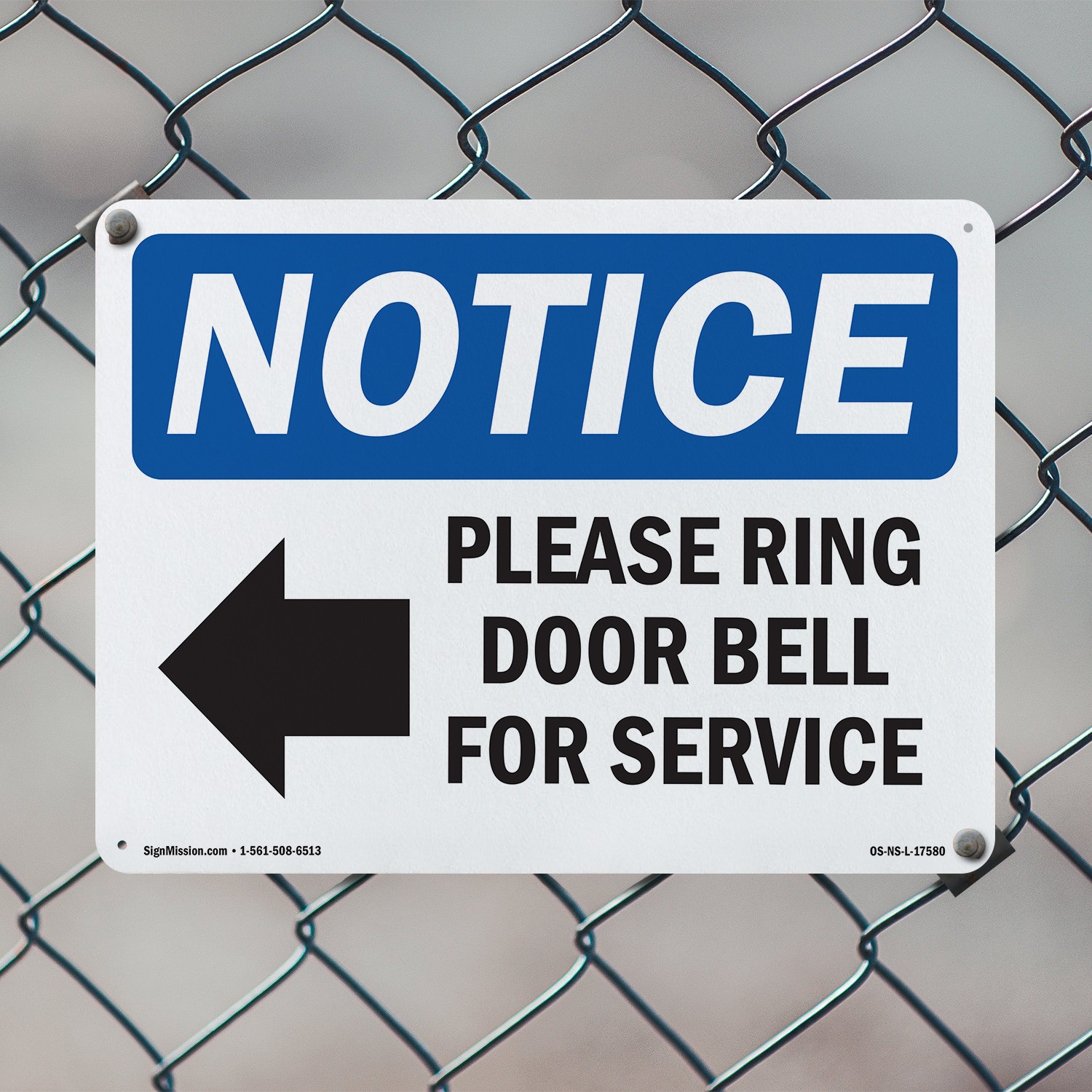 Please Ring Door Bell For Service OSHA Notice Sign Metal, Decal – 5 or 10 Pack