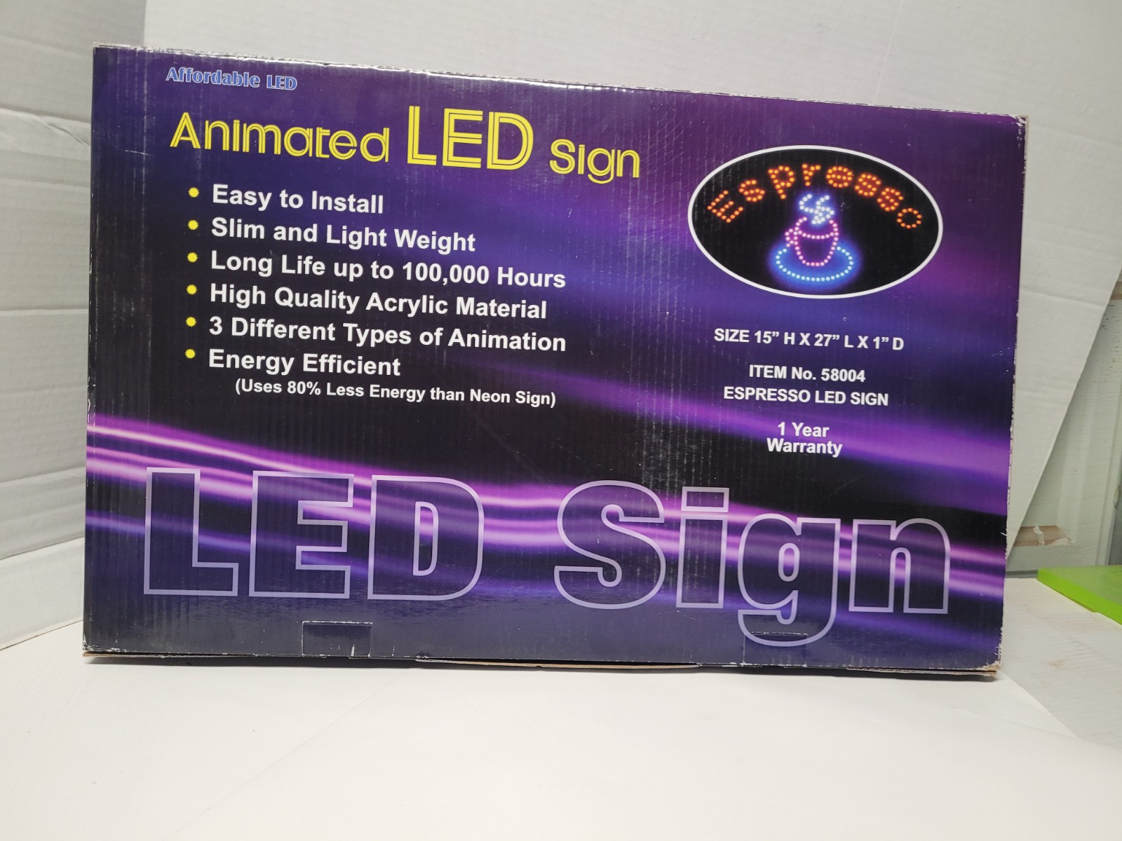 Animated Motion LED Expresso Business Sign On Off Swith Light Neon Display NEW
