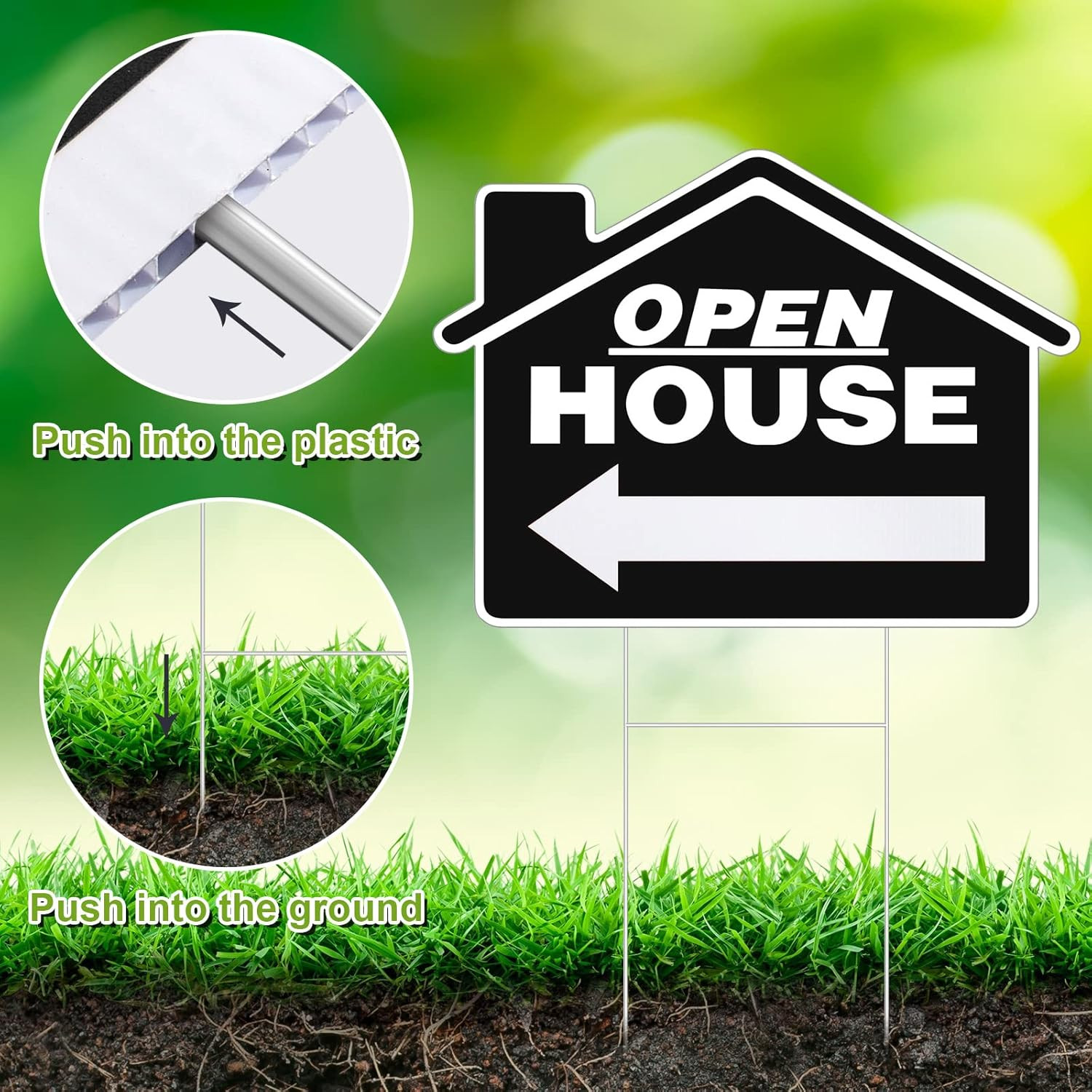 4 Pcs Open House Signs for Real Estate 12×16 Inch Double Sided Directional Signs