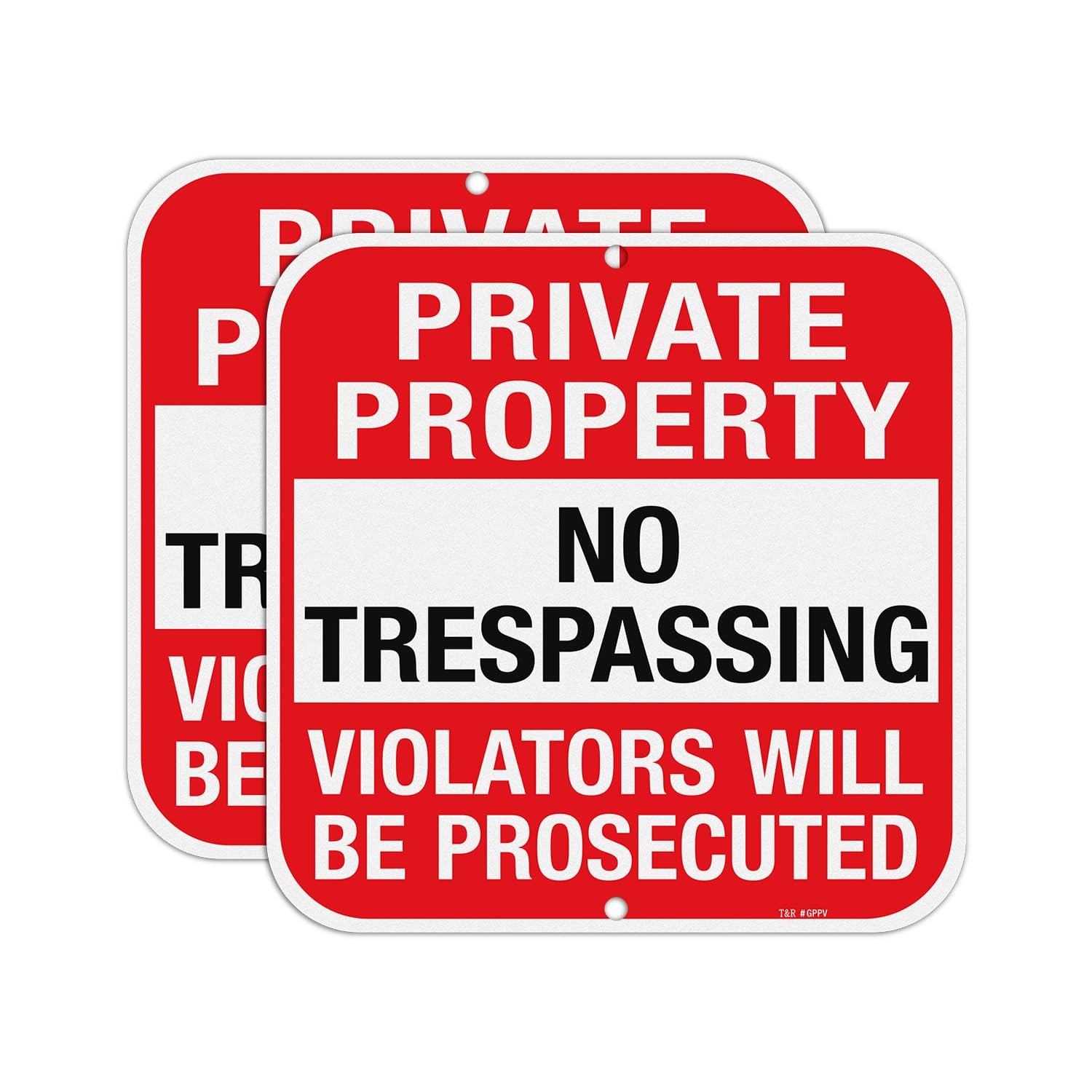 2 Pack 12×12 Inch Large Metal Private Property No Trespassing Signs