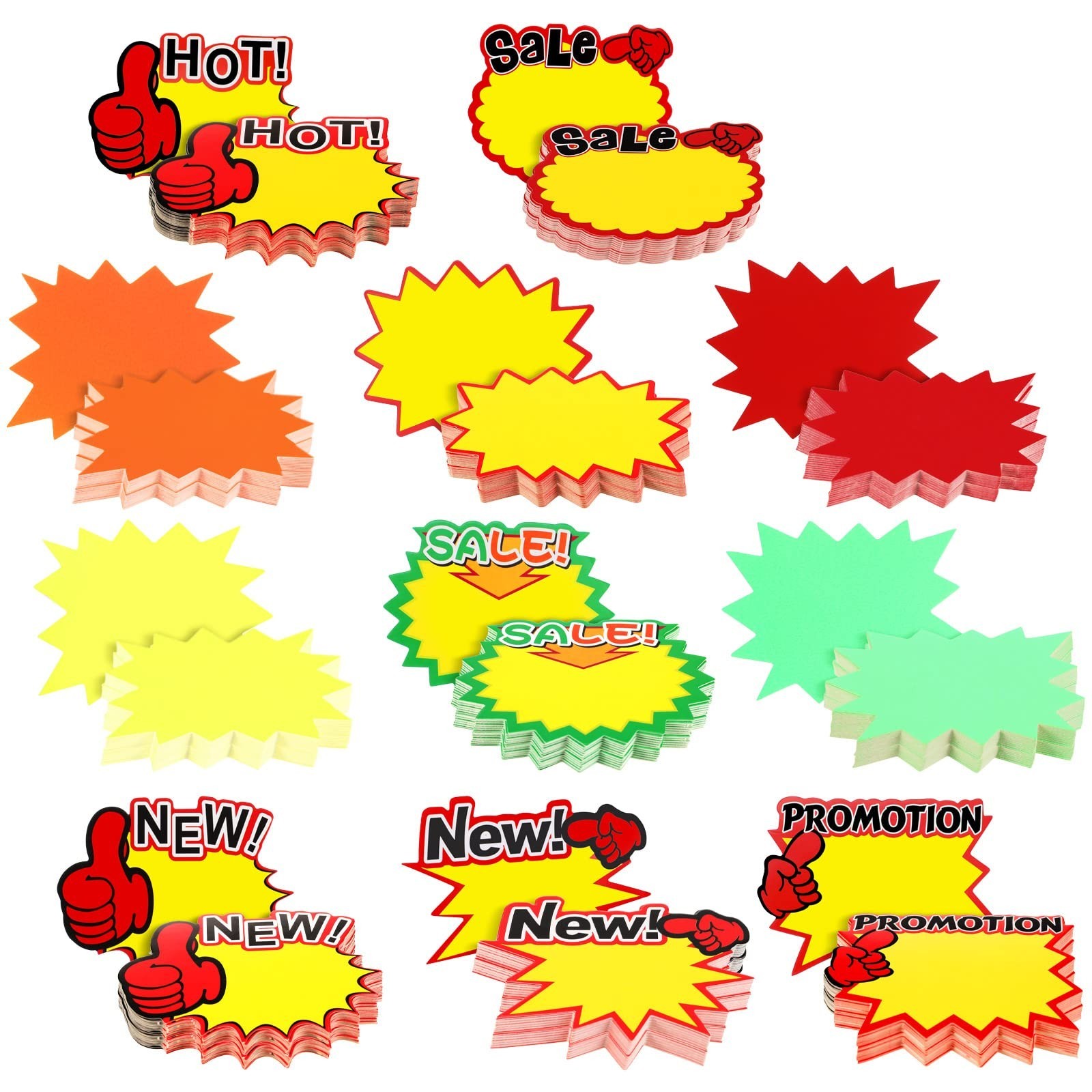 220 Pieces Price Neon Tags Fluorescent Star Burst Sign Blank Retail Price Sig…