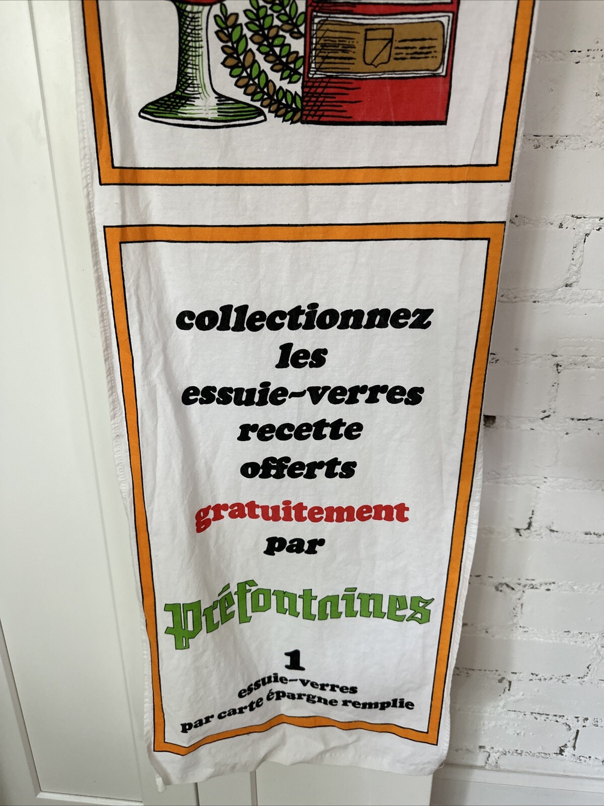 RARE Antique French Wine Sign Festival Banner Cotton 13.5 X 60”