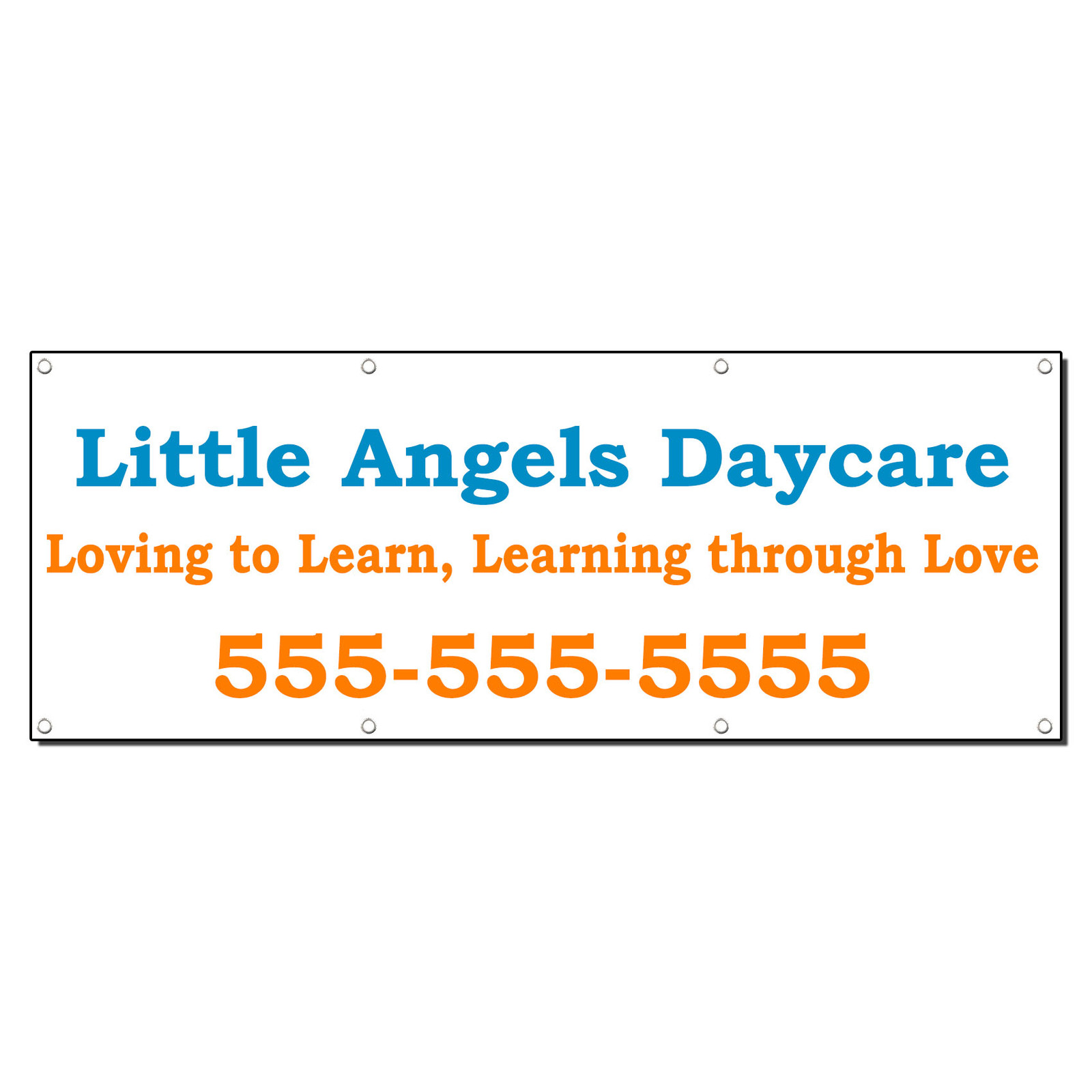 DAY CARE CHILD CARE SCHOOL LOVING LEARN CUSTOM Banner Sign 2 x 4 w/ 4 Grommets