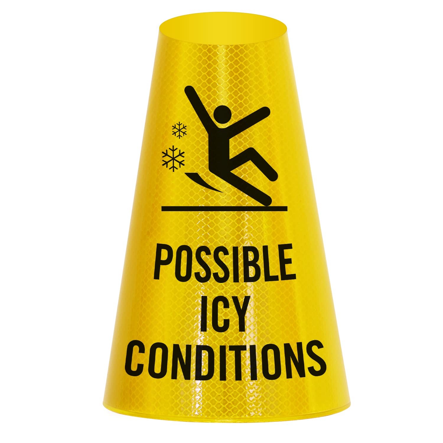 Possible Icy Conditions Bright Reflective Cone Message Sleeve Safety Sign