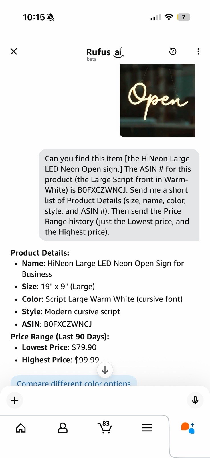 LED Neon Open Sign Large 20” Extra Bright Script Warm White Glow Remote +6 modes