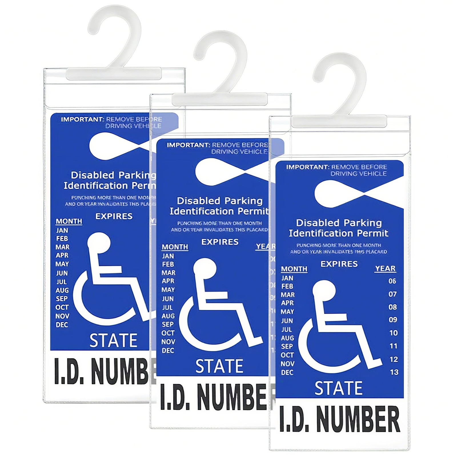 LotFancy Handicap Placard Holder for Auto, Pack of 3, Disabled 3 Pack, Clear