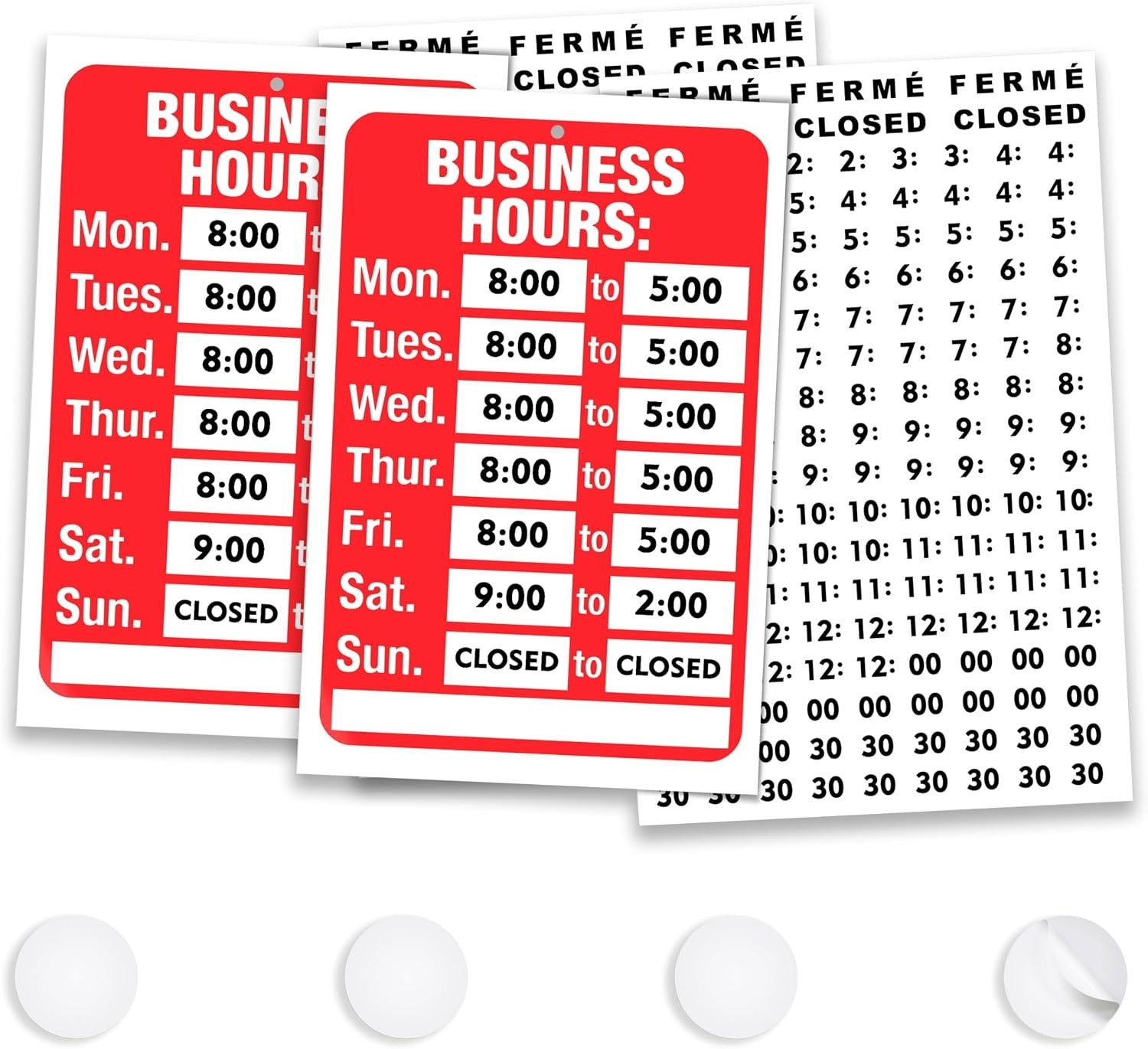 Window-Mount Business Hours Sign – 2 Pack, Custom Stickers Included, Easy Setup