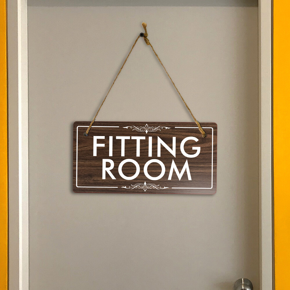Fitting Room 5×10 Hanging Plus Wall or Door Sign | Rustic Twine