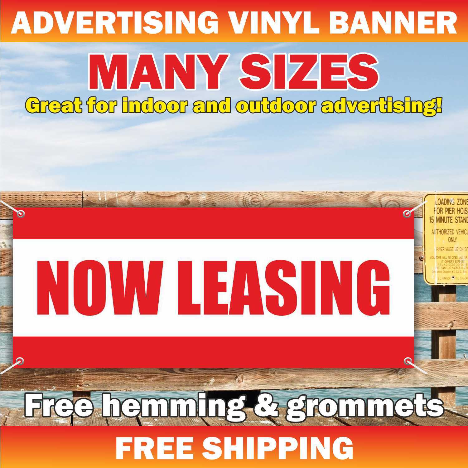 NOW LEASING Advertising Banner Vinyl Mesh Sign rent rental space real estate