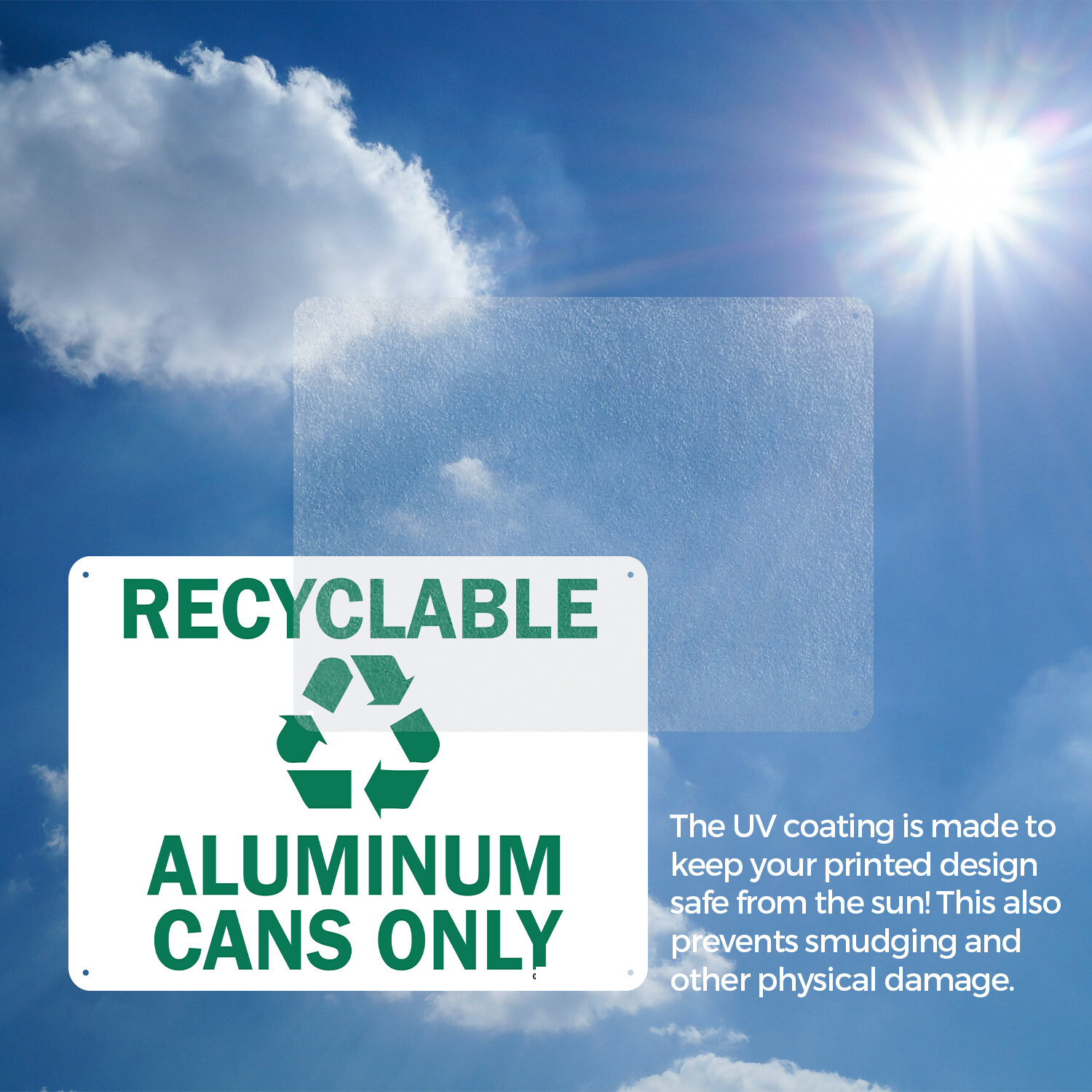 (2 Pack) Recyclable Aluminum Cans Only with Graphic OSHA ANSI Sign Decal Metal