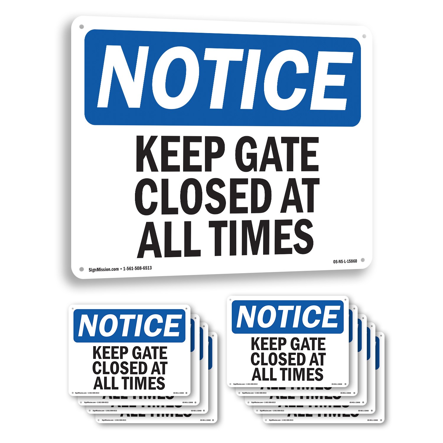 Keep Gate Closed At All Times OSHA Notice Sign Metal Plastic, Decal 5 or 10 Pack