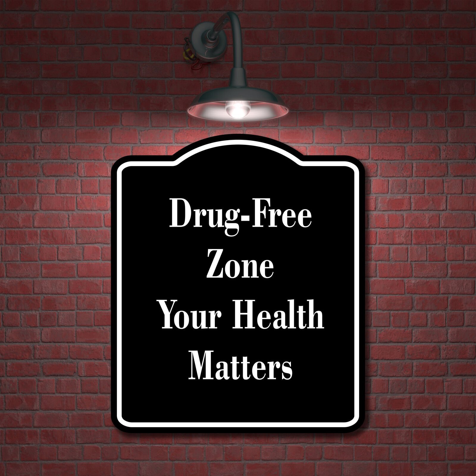 Drug-Free Zone Your Health Matters BLACK Aluminum Composite Sign