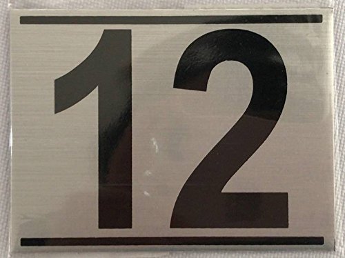 APARTMENT NUMBER TWELVE (12) SIGN – -BRUSHED ALUMINUM (2.25X3)-REF24-1027