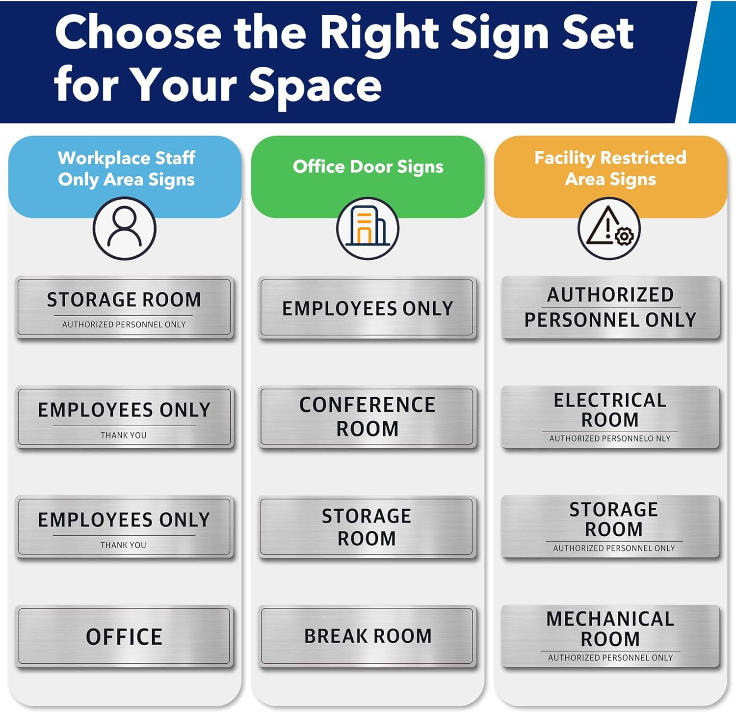 Authorized Personnel Door Signs 4 Pack Employees Only Storage Room Office Set