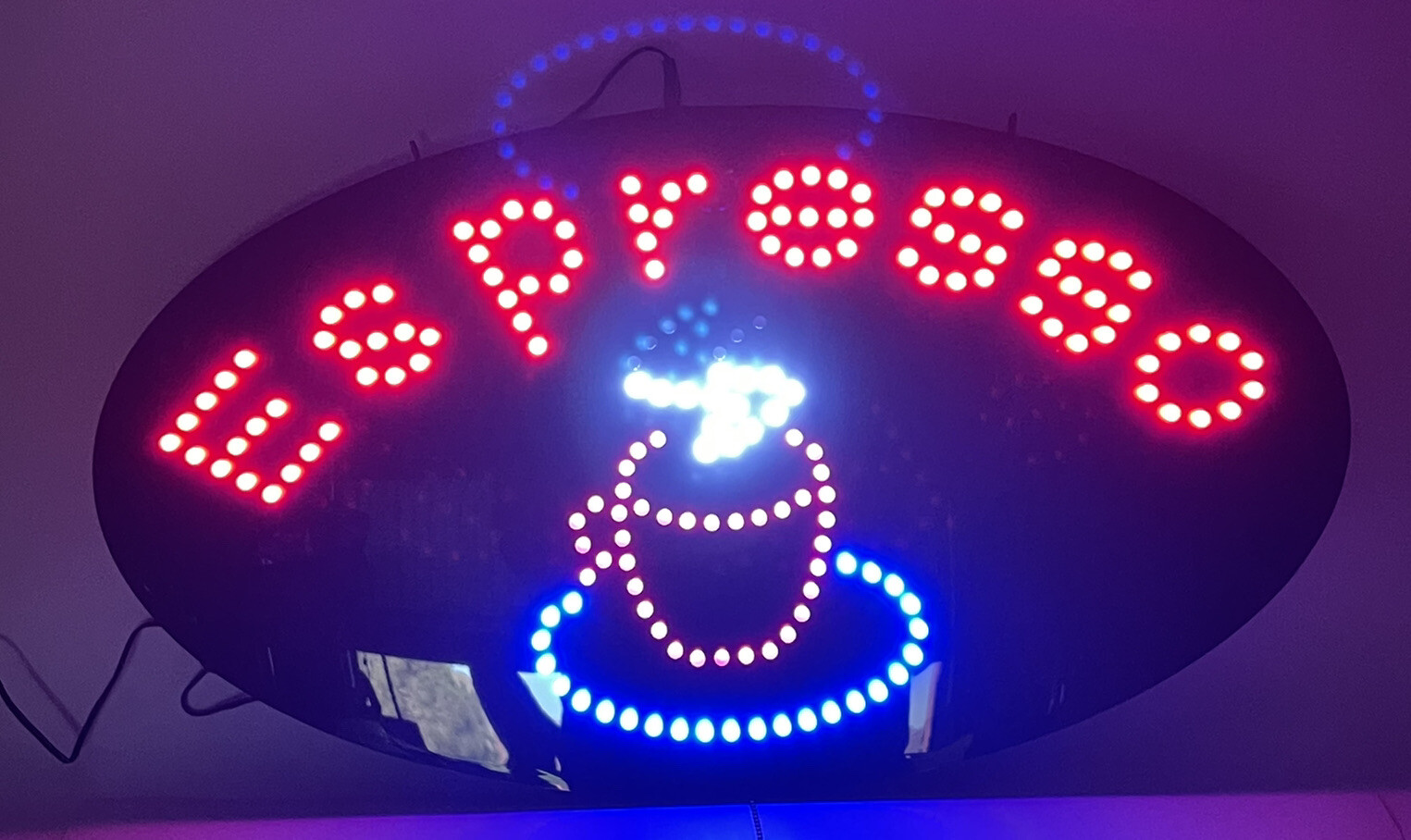 Animated Motion LED Expresso Business Sign On Off Swith Light Neon Display NEW