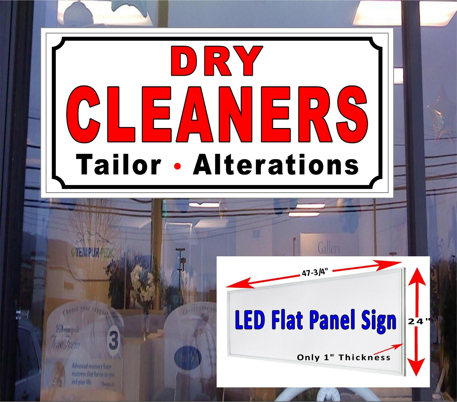 Dry Cleaners Tailor Alterations LED light box window sign