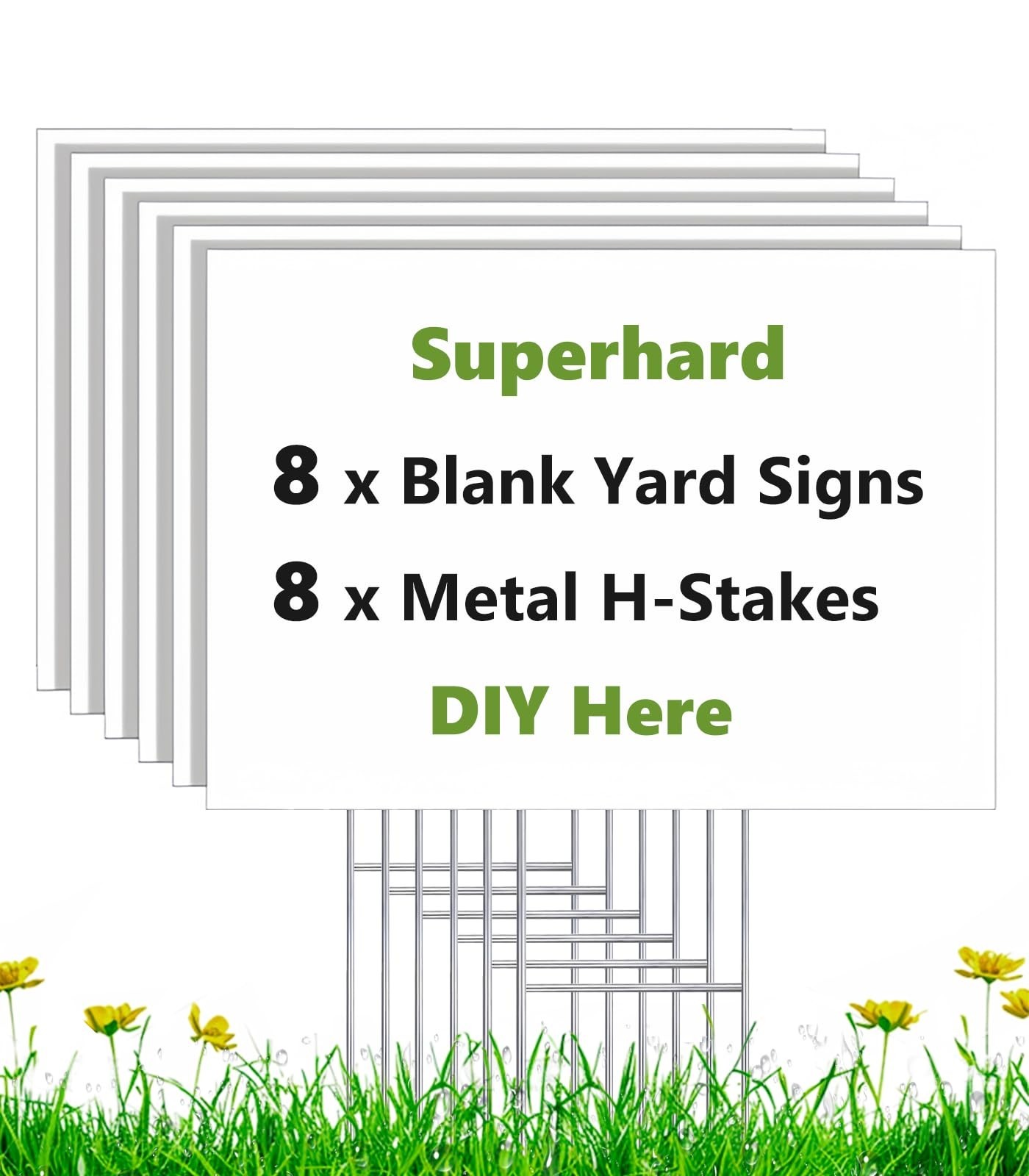 8 Pack 17×12 Blank Yard Signs with Stakes – Weatherproof Plastic for Events, DIY