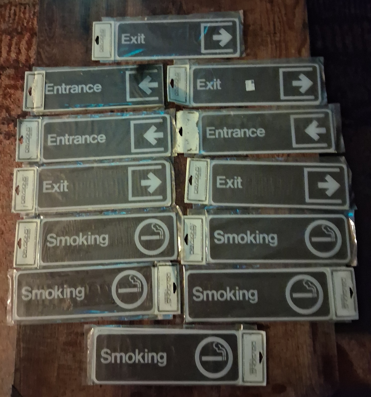 12 EXIT,NO SMOKING, ENTRANCE ONLY.Vinyl,ADHESIVE BACKED SIGNS,EXTERIOR GRADE