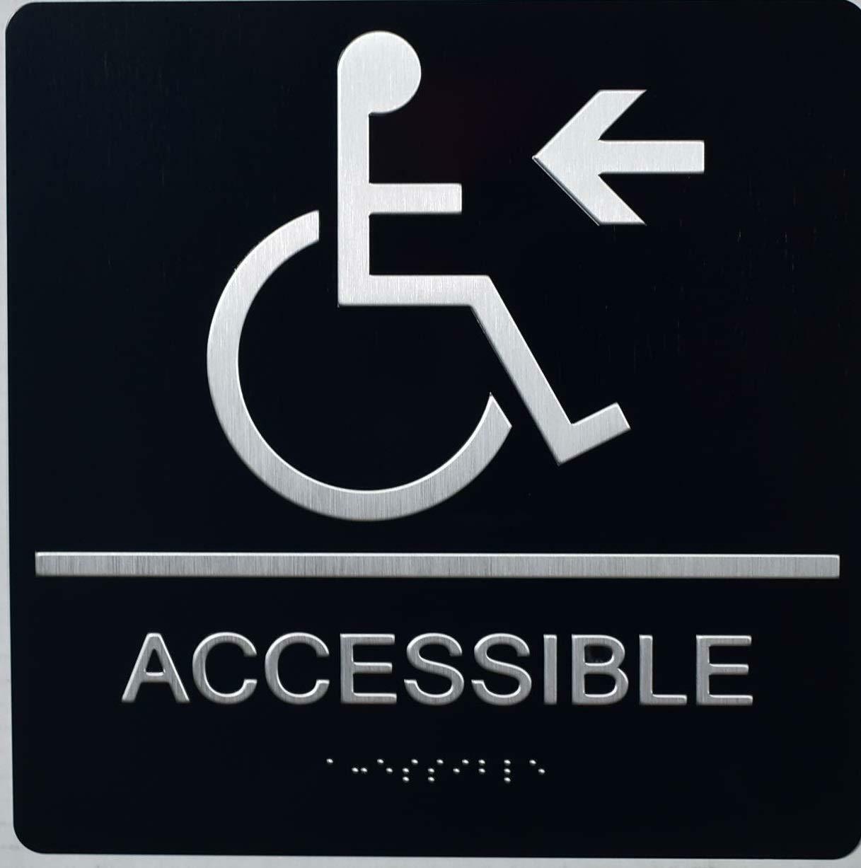 ACCESSIBLE Left Braille Sign (Aluminum, Black,9×9) The Sensation line-REF24-1027
