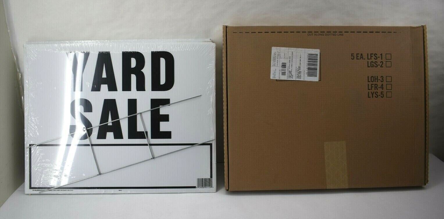 Lot of 5 Hy-Ko Products Co Lawn Sign Board Yard Sale No LYS-5 20″ x 24″