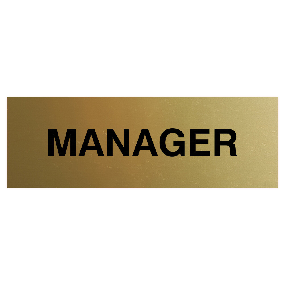 Signs ByLITA Basic Manager Sign (Brushed Gold) – Medium 2.5 x 7″