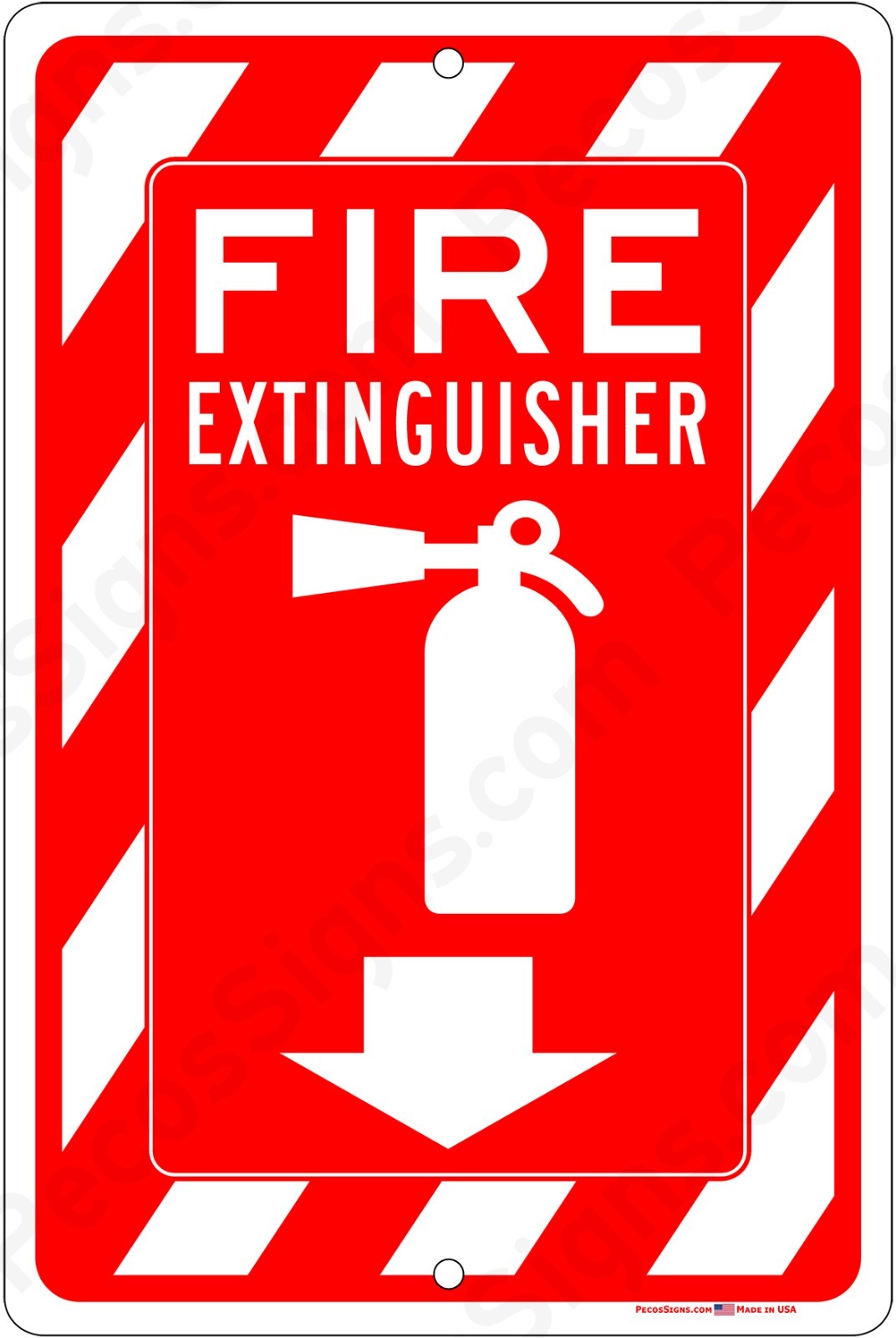 Fire Extinguisher with Down Arrow on an 8″x12″ Aluminum Sign Made in USA UV Pro