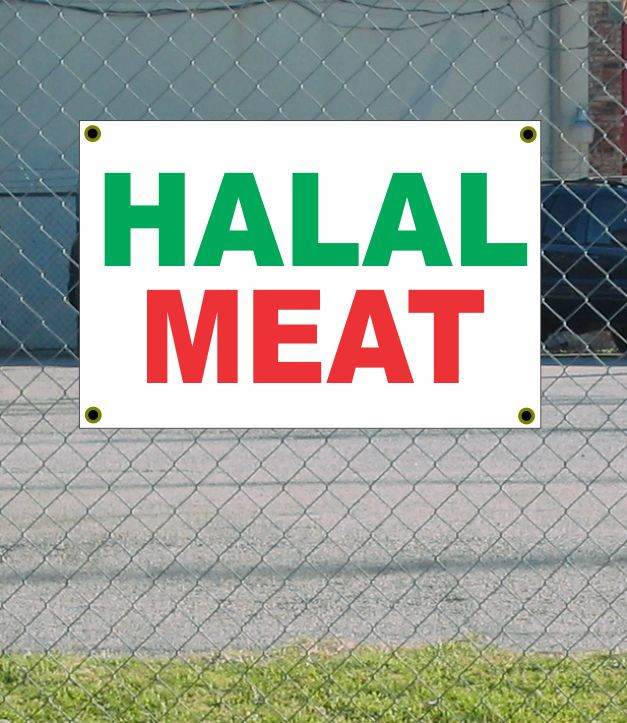 2×3 HALAL MEAT Red White & Green Banner Sign NEW Discount Size & Price