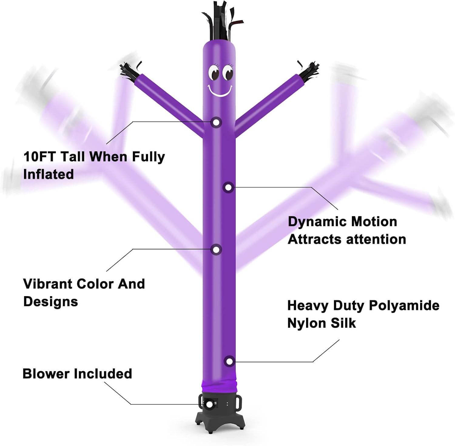 10Ft Inflatable Dancer Waving Tube Man Puppet for Store Sign (Purple)