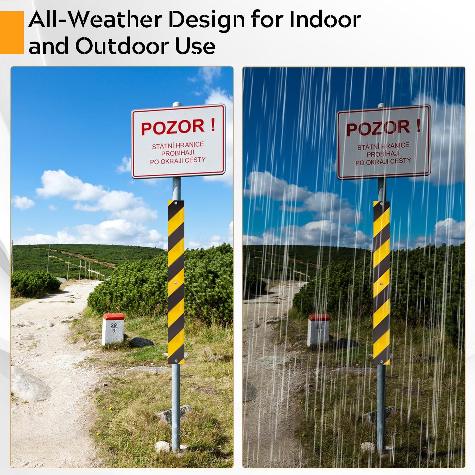 Reflective Sign Post Panels Aluminum Road Markers Visibility 30×3 Inch 6 PCS