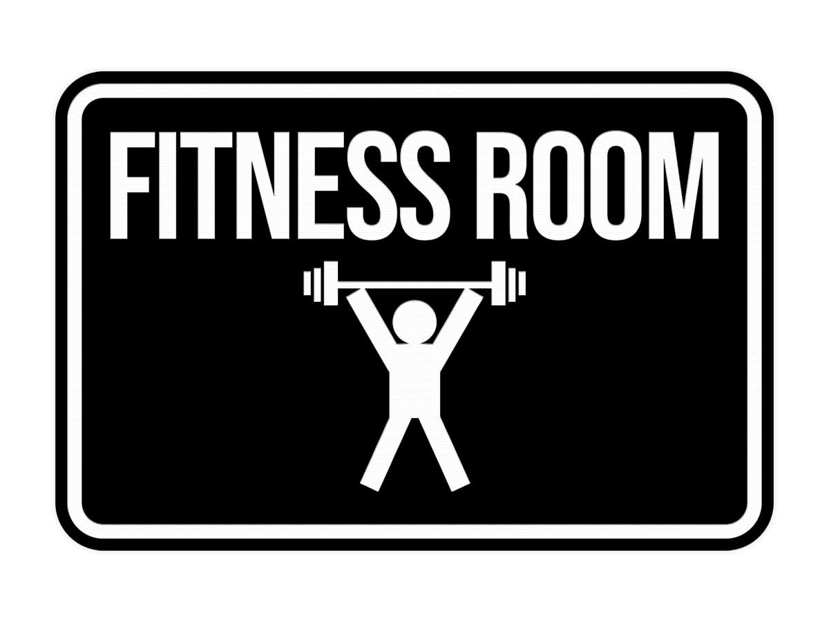Classic Framed Fitness Room Gym Sign Black Medium Door Wall Plate