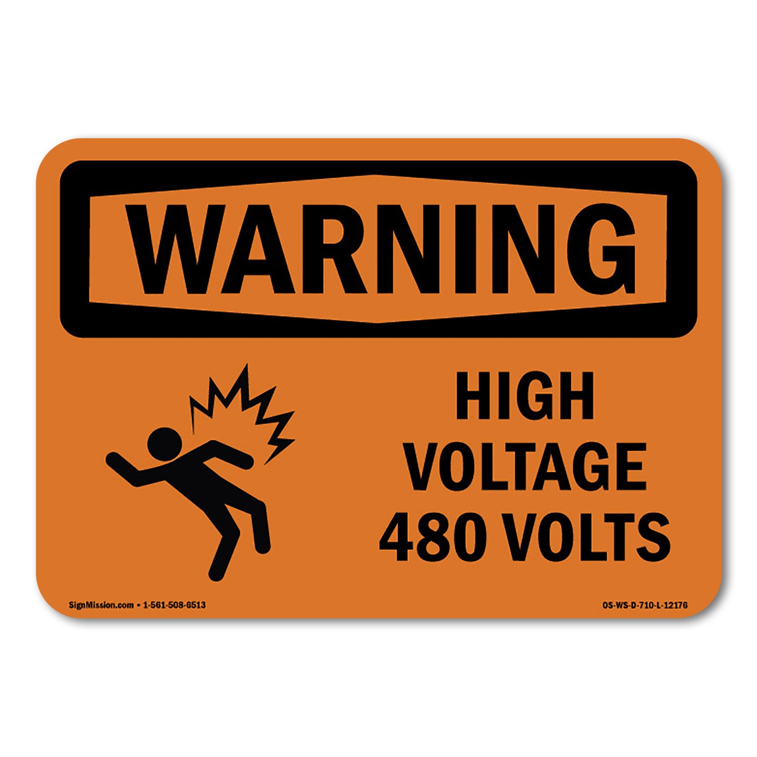 High Voltage 480 Volts ANSI Warning Sign Metal Plastic Decal