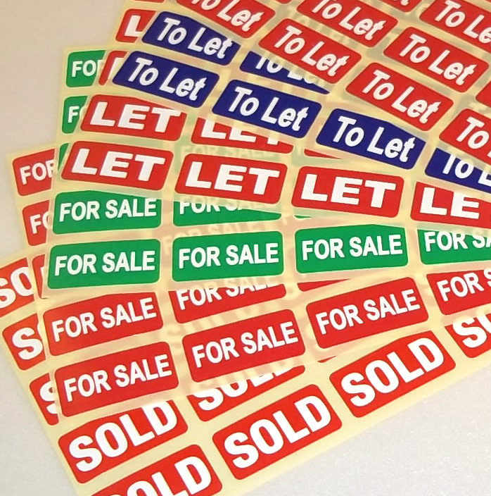 SOLD – FOR SALE – LET – TO let – Estate Agents Stickers