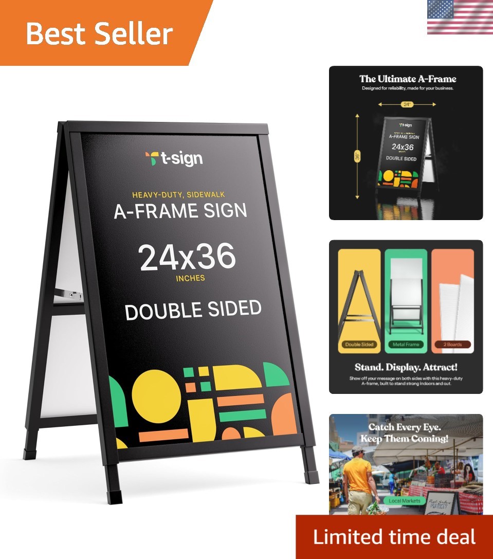 Outdoor A-Frame Sign Holder 24×36 Inch – Heavy Duty Steel, Double-Sided Display