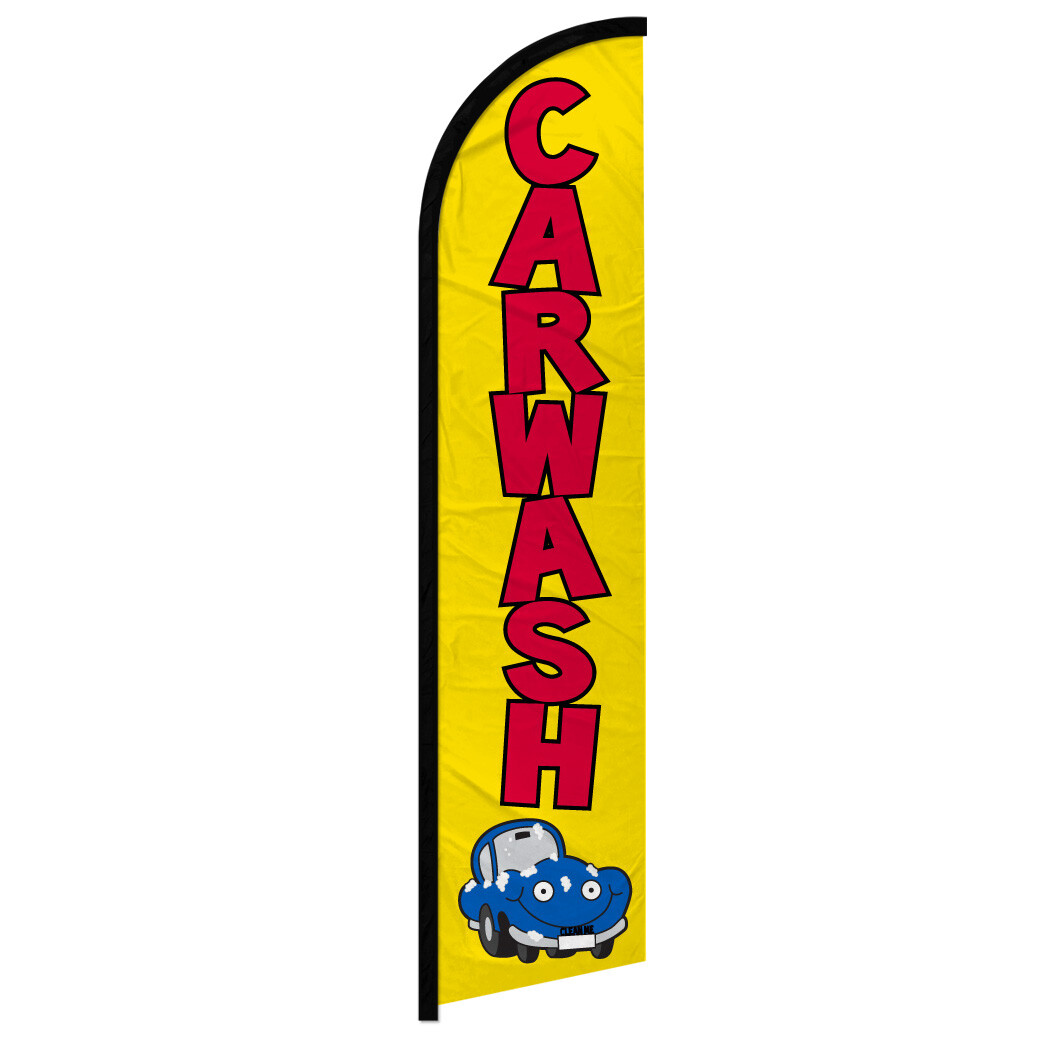 Yellow Car Wash Windless Advertising Swooper Flag Lavado de Autos