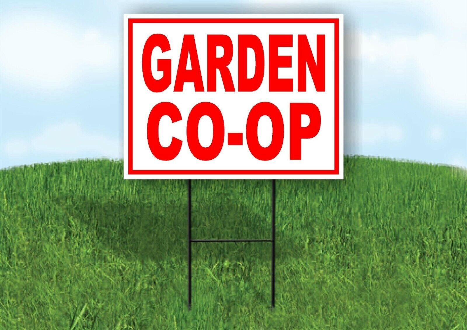 GARDEN CO-OP RED WHITE Yard Sign Road with Stand LAWN SIGN