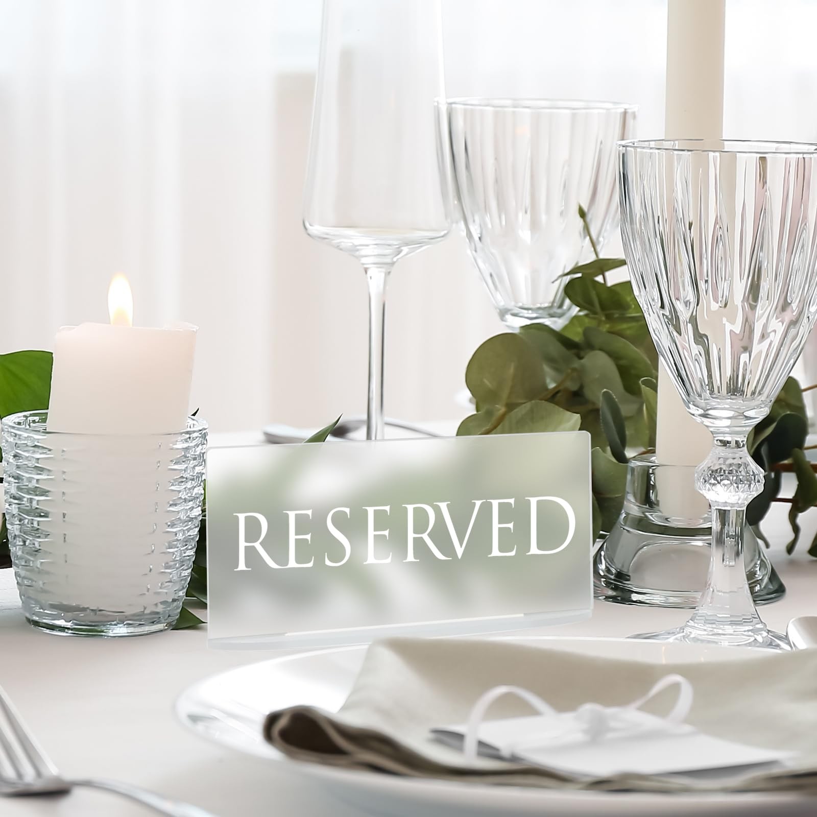 6 PCS Frosted Acrylic Reserved Signs Table Stand 6×2.8 Inch Wedding Restaurant