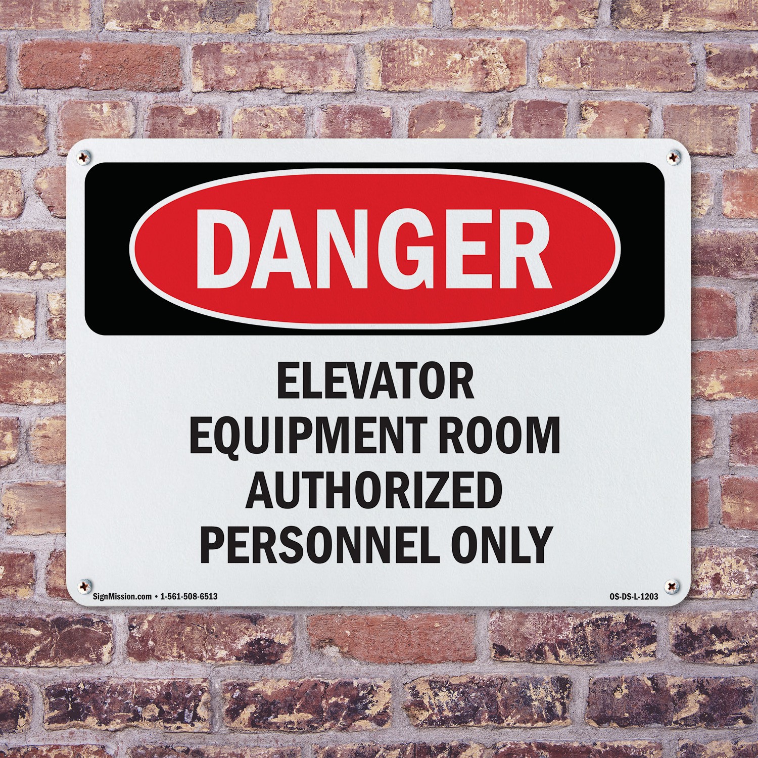 Elevator Equipment Room OSHA Danger Sign Metal, Plastic, Or Decal – 5 or 10 Pack