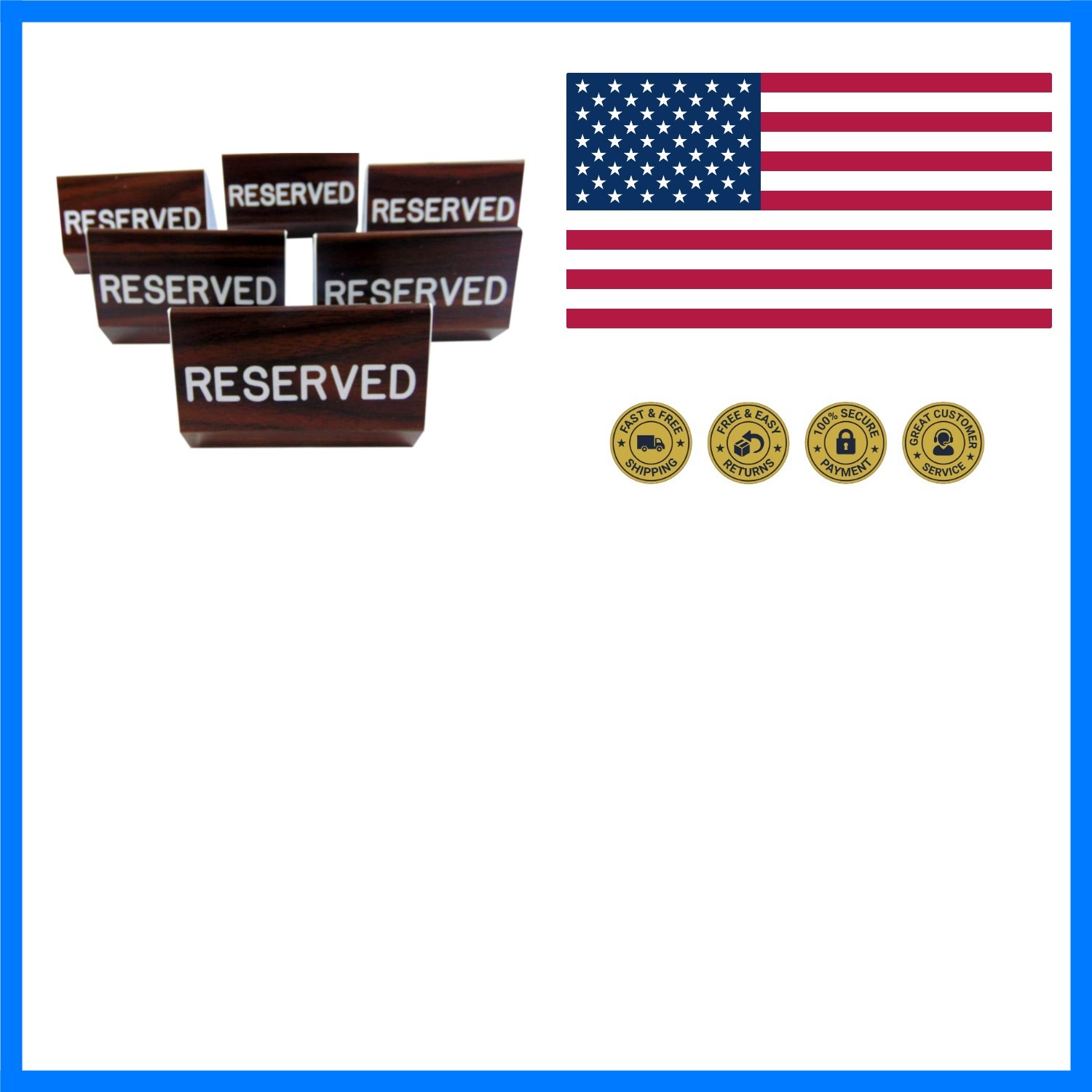 Reserved Sign for Church Pew Wood Grain Dual Sided Clamp On 6 Inch Set of 6 |…