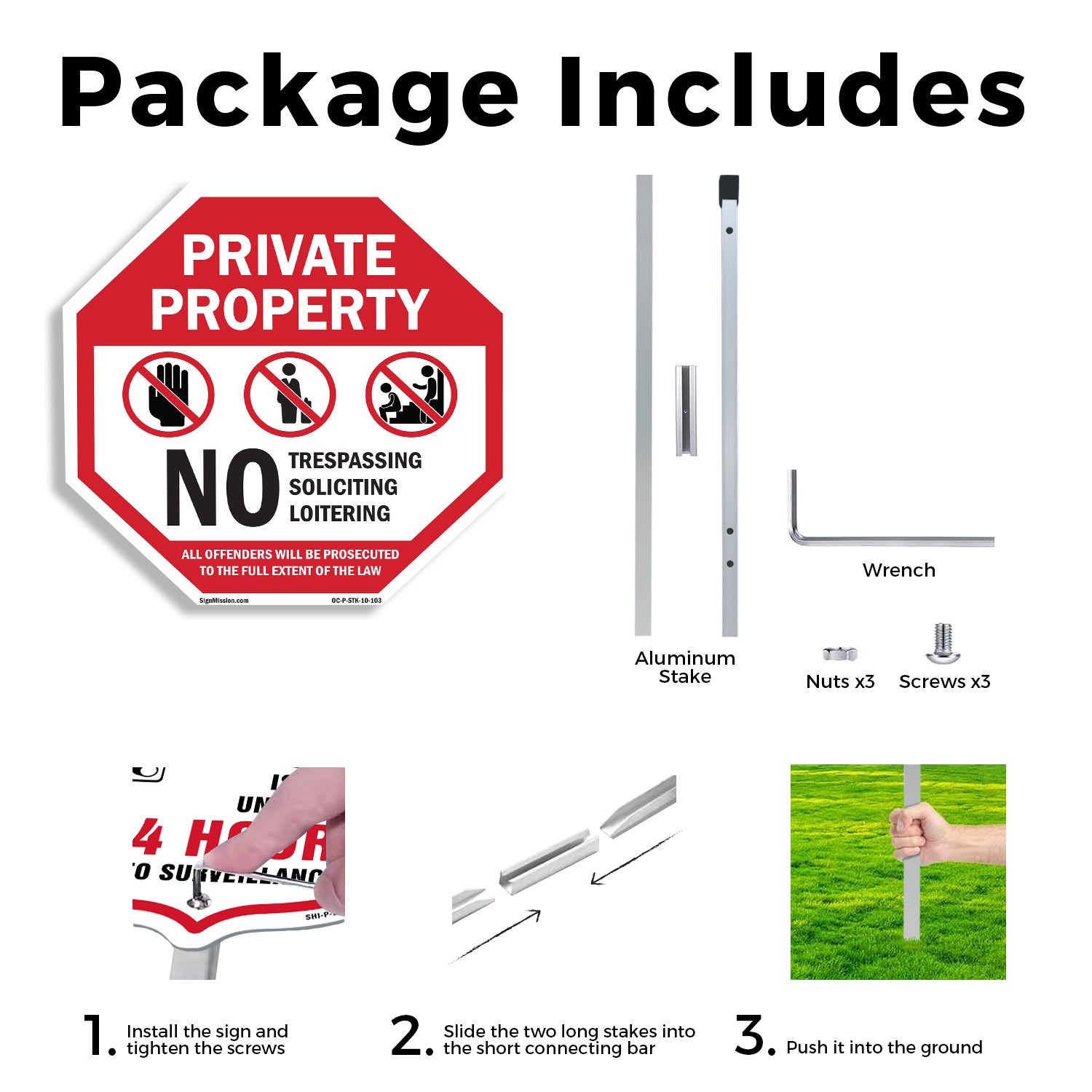 Private Property No Trespassing S Octagon Sign With Stake Weather Resistant