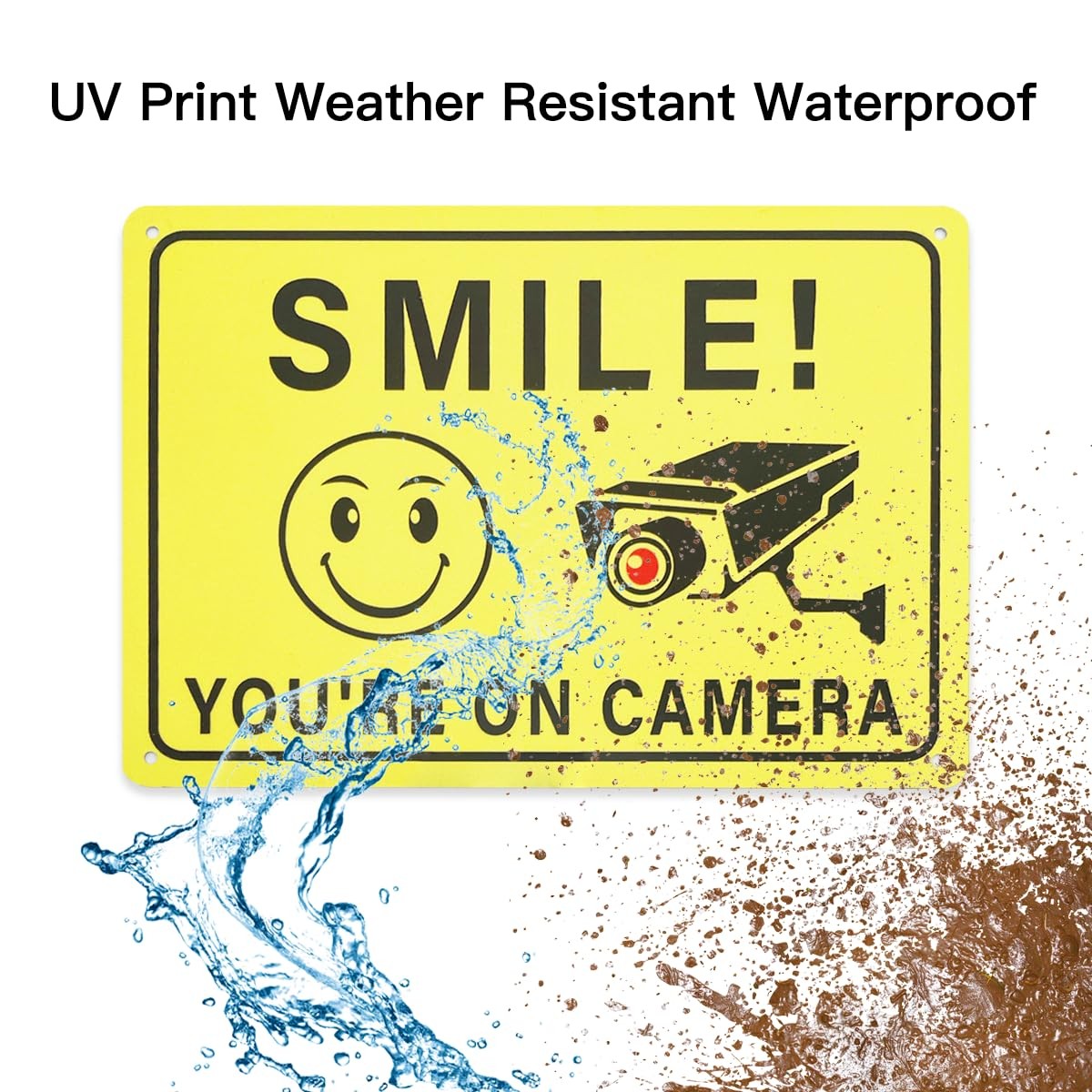 Smile You are on Camera Sign, 2-Pack 10 * 7 Inches Aluminum Video Surveillanc…