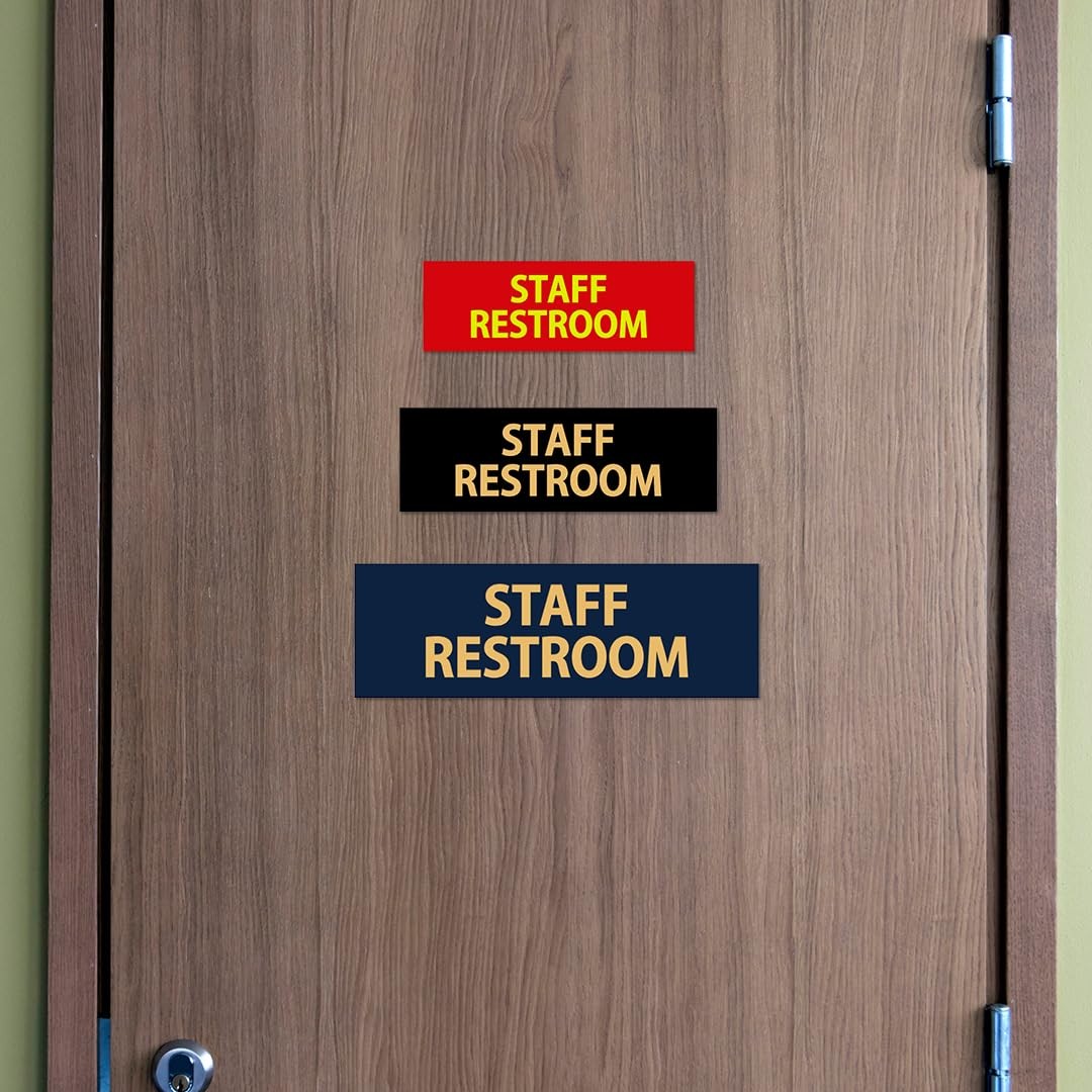 Signs ByLITA Basic Staff Restroom 2.5 x 6″ – Small (1 Pack), Brushed Silver