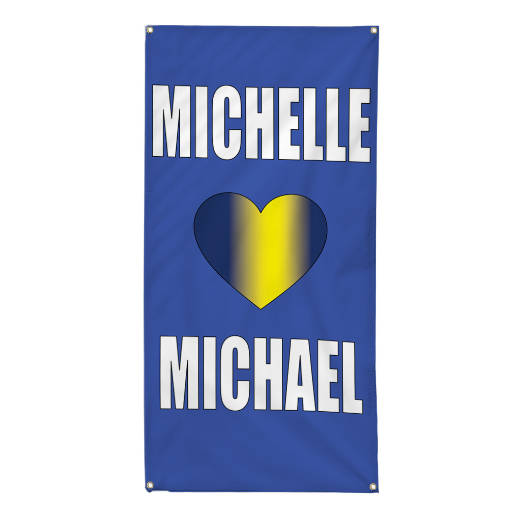 Vertical Vinyl Banner Multiple Sizes Custom Names Heart Gold Lifestyle Outdoor
